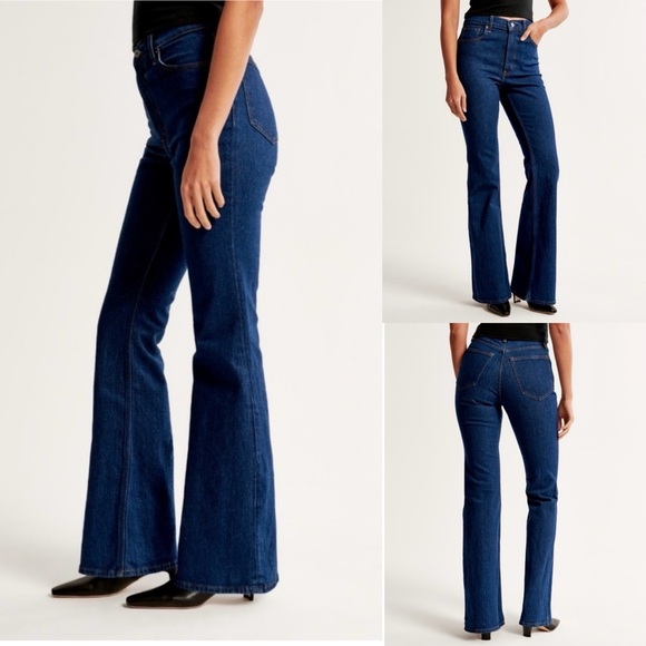 NWT Abercrombie & Fitch High Rise Vintage Flare Jeans Dark Wash size‎ 4R / 27​ - Picture 2 of 15